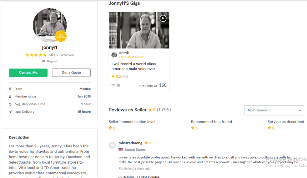 Hire Jonnyl1 For Your Spokesperson or VoiceOver Service On Fiverr