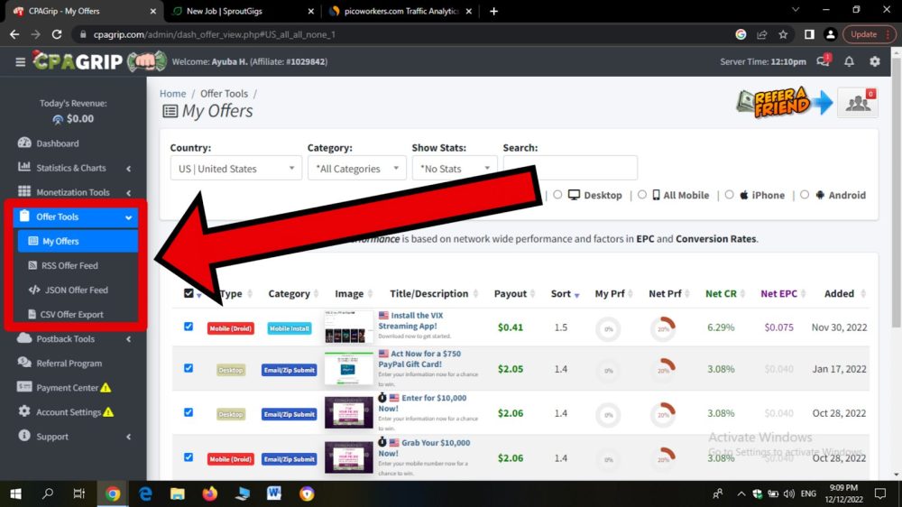CPA Marketing Tutorial Choose an Offer