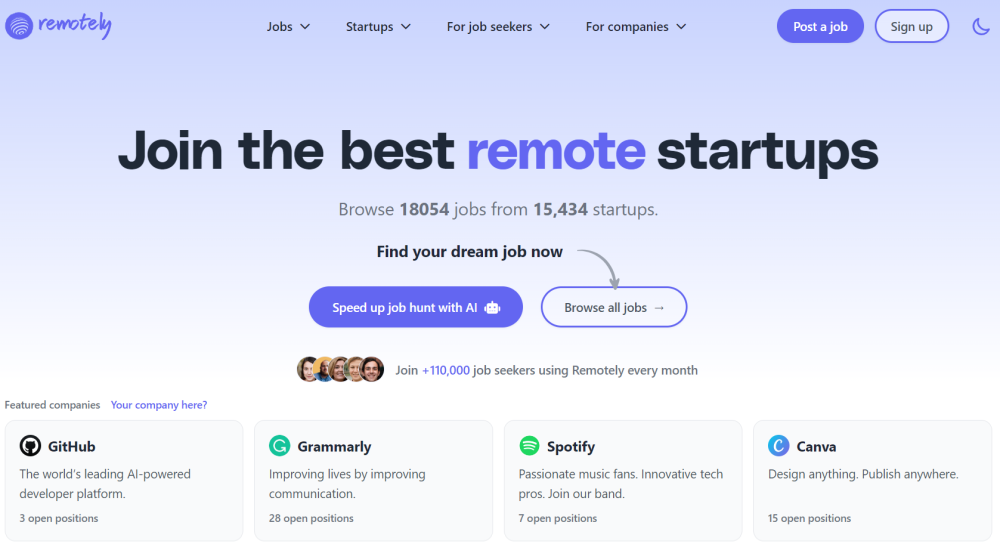 TryRemotely remote job listings