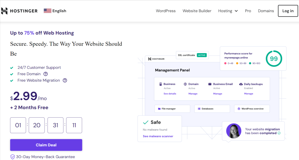 Purchase a Domain and Hosting.