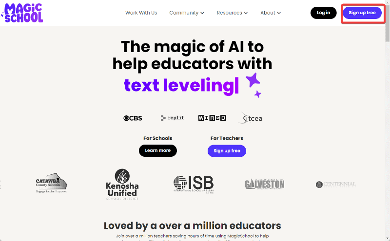 Magic School AI website.